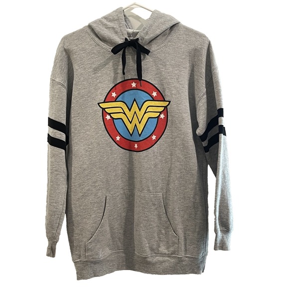 DC Comics Tops - 00086 Wonder Woman Hoodie | DC Comics Sweatshirt Medium Gray Pullover
